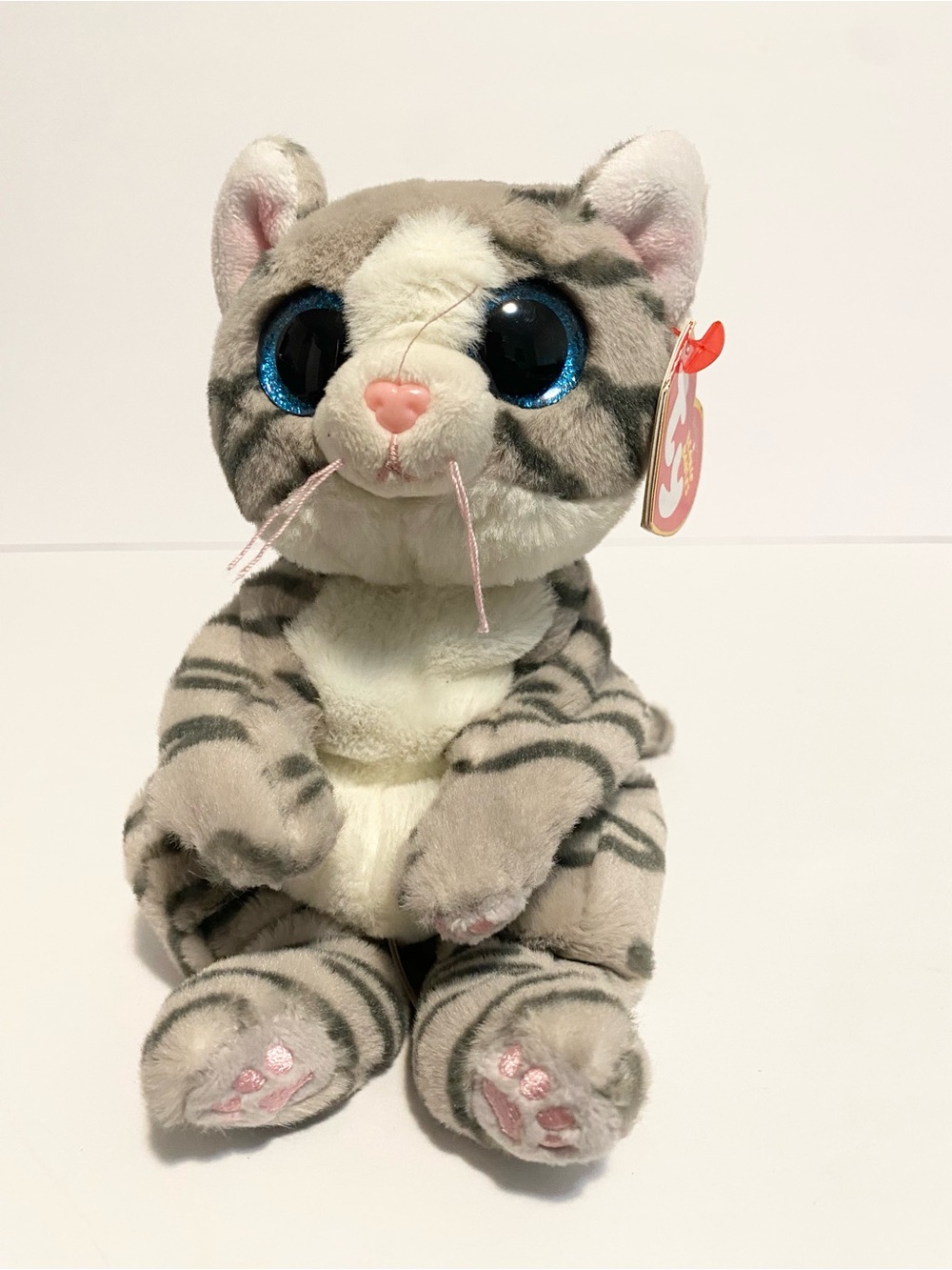Ty Beanie Baby Mitzi Kitty Cat Gray Tabby Plush Beanie Bellies Stuffed Animal
